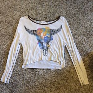 Multicolor Rhinestone Longhorn Long Sleeve Shirt